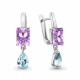 Серебряные серьги AQUAMARINE с топазом и аметистом