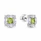 Серебряные серьги AQUAMARINE с фианитом и хризолитом