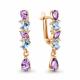 Серьги из золочёного серебра AQUAMARINE с топазом, фианитом и аметистом
