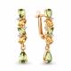 Серьги из золочёного серебра AQUAMARINE с фианитом, хризолитом и цитрином