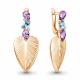 Серьги из золочёного серебра AQUAMARINE с топазом, фианитом и аметистом