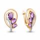 Серьги из золочёного серебра AQUAMARINE с фианитом и аметистом