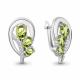 Серебряные серьги AQUAMARINE с фианитом и хризолитом