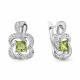 Серебряные серьги AQUAMARINE с фианитом и хризолитом