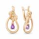 Серьги из золочёного серебра AQUAMARINE с аметистом