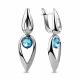 Серебряные серьги AQUAMARINE с фианитом и ювелирным кристаллом