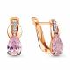 Серьги из золочёного серебра AQUAMARINE с фианитом