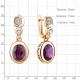 Серьги из золочёного серебра AQUAMARINE с фианитом и аметистом