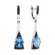 Серебряные серьги AQUAMARINE с топазом и ювелирным кристаллом