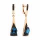 Серьги из золочёного серебра AQUAMARINE с Лондон топазом и ювелирным кристаллом