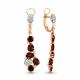 Серьги из золочёного серебра AQUAMARINE с фианитом и гранатом