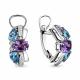 Серебряные серьги AQUAMARINE с топазом, фианитом, аметистом и миксом камней