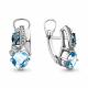 Серебряные серьги AQUAMARINE с топазом, фианитом, миксом камней и Лондон топазом