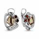 Серебряные серьги AQUAMARINE с фианитом, гранатом, кварцем и миксом камней