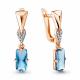 Серьги из золочёного серебра AQUAMARINE с топазом и фианитом