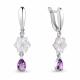 Серебряные серьги AQUAMARINE с фианитом, аметистом и перламутром