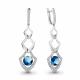 Серебряные серьги AQUAMARINE с фианитом и Лондон топазом