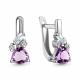 Серебряные серьги AQUAMARINE с фианитом и аметистом