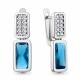 Серебряные серьги AQUAMARINE с фианитом и Лондон топазом
