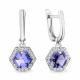 Серебряные серьги AQUAMARINE с фианитом и танзанитом
