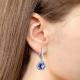 Серебряные серьги AQUAMARINE с фианитом и танзанитом
