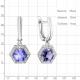 Серебряные серьги AQUAMARINE с фианитом и танзанитом