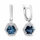 Серебряные серьги AQUAMARINE с фианитом и Лондон топазом