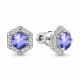 Серебряные серьги AQUAMARINE с фианитом и танзанитом