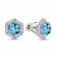 Серебряные серьги AQUAMARINE с фианитом и Лондон топазом