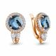 Серьги из золочёного серебра AQUAMARINE с фианитом и Лондон топазом