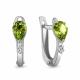 Серебряные серьги AQUAMARINE с фианитом и хризолитом