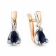 Серьги из золочёного серебра AQUAMARINE с фианитом и гидротермальным сапфиром