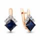 Серьги из золочёного серебра AQUAMARINE с фианитом и гидротермальным сапфиром