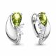 Серебряные серьги AQUAMARINE с фианитом и хризолитом
