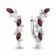 Серебряные серьги AQUAMARINE с фианитом и гранатом