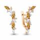 Серьги из золочёного серебра AQUAMARINE с фианитом и цитрином