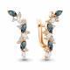 Серьги из золочёного серебра AQUAMARINE с фианитом и Лондон топазом