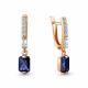 Серьги из золочёного серебра AQUAMARINE с фианитом и гидротермальным сапфиром