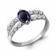 Серебряное кольцо AQUAMARINE с фианитом и гидротермальным сапфиром