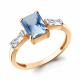 Кольцо из золочёного серебра AQUAMARINE с фианитом и турмалином