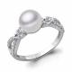 Серебряное кольцо AQUAMARINE с фианитом и жемчугом