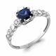 Серебряное кольцо AQUAMARINE с фианитом и гидротермальным сапфиром