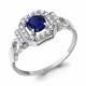 Серебряное кольцо AQUAMARINE с фианитом и гидротермальным сапфиром