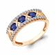 Кольцо из золочёного серебра AQUAMARINE с фианитом и гидротермальным сапфиром
