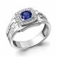 Серебряное кольцо AQUAMARINE с фианитом и гидротермальным сапфиром