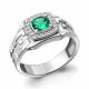 Серебряное кольцо AQUAMARINE с фианитом и гидротермальным изумрудом