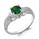 Серебряное кольцо AQUAMARINE с фианитом и гидротермальным изумрудом