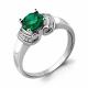 Серебряное кольцо AQUAMARINE с фианитом и гидротермальным изумрудом