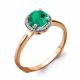 Кольцо из золочёного серебра AQUAMARINE с фианитом и гидротермальным изумрудом
