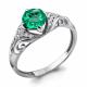 Серебряное кольцо AQUAMARINE с фианитом и гидротермальным изумрудом